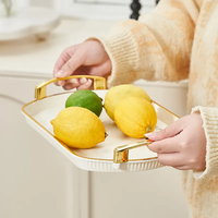 Nouveau Plateau de Service Ondulé en Plastique Transparent Plaqué Or, Vente en Gros Direct Usine, pour Fruits, Ensemble à Thé, Snacks et Vaisselle Maison