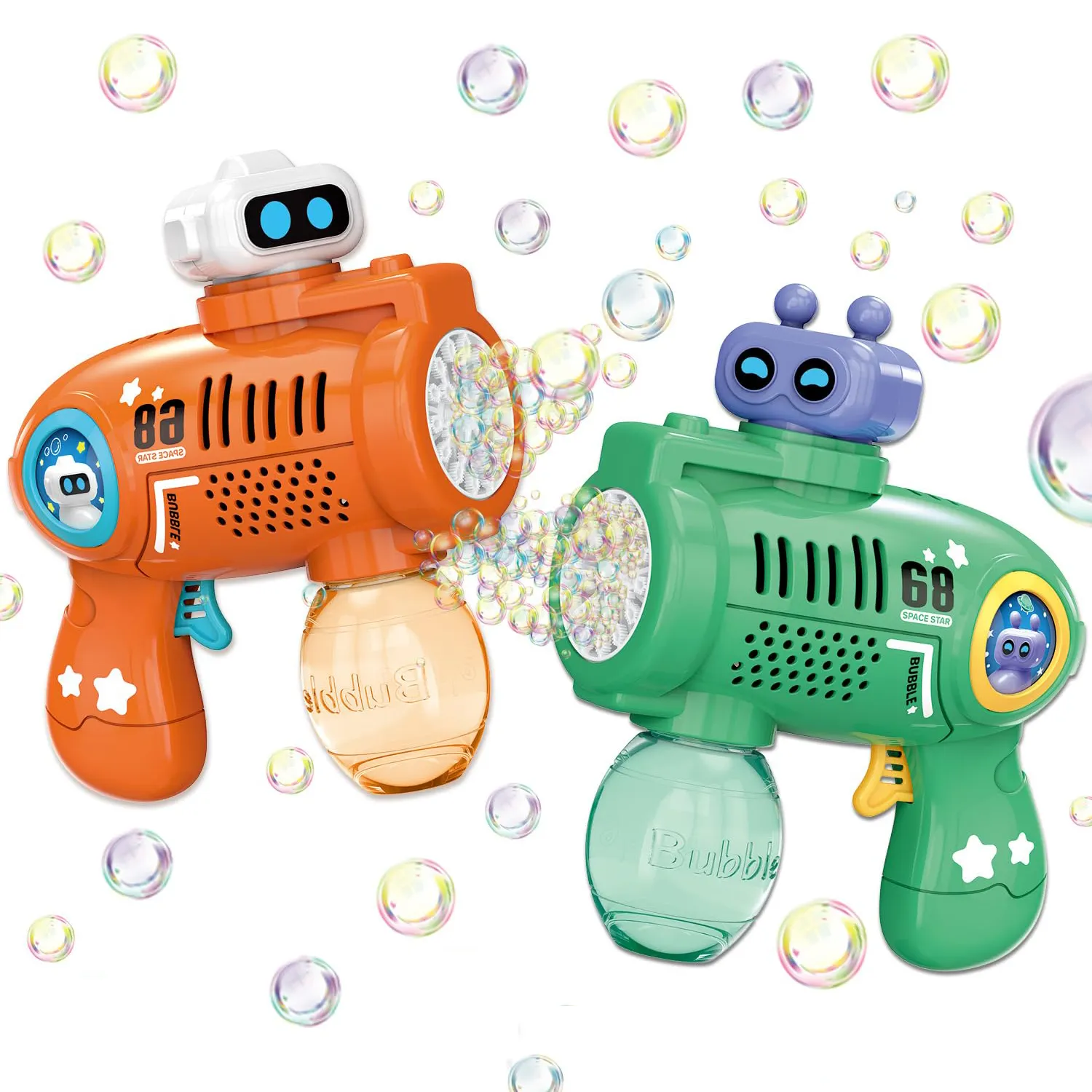 라이트 업 21 홀 물 비누 버블 건 장난감 야외 전기 자동 버블 머신 장난감