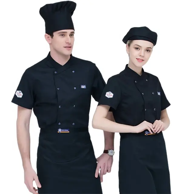 SunYue Hôtel Haut de Gamme Uniforme de Chef Exécutif Avec Manches Courtes Restaurant Manteau de Chef