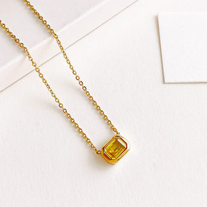 Collier personnalisé en acier inoxydable 316L avec breloque, plaqué or 14K PVD, zircon coloré <span class=keywords><strong>fantaisie</strong></span> jaune rose, pour femme, idéal comme cadeau - Product Image 6