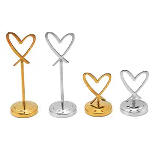Yantai Tongli Gold Metal Tableware Heart-Shaped Menu Holder with Restaurant Stand for Table Number and Plate Display in Hotels