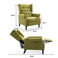 Fauteuil inclinable individuel moderne pour salon avec dossier réglable, revêtement en tissu vert et structure métallique pour la maison, couleur personnalisable