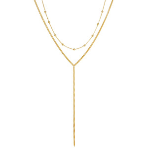 Collar de cadena chapado en oro de aleación en forma de Y, múltiples capas, moderno, versátil, personalizado, collar geométrico para mujer - Product Image 1