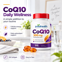 Complément CoQ10 300mg en gélules à marque privée, formule personnalisée pour le soutien cardiaque, approvisionnement en vrac OEM