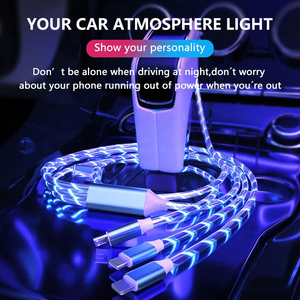 Kim loại Streamer Cáp dữ liệu xe USB sạc cáp 2.4A nhanh phí dây dây ba-trong-một RGB sạc dòng 3 trong 1 USBC Cáp - Product Image 3