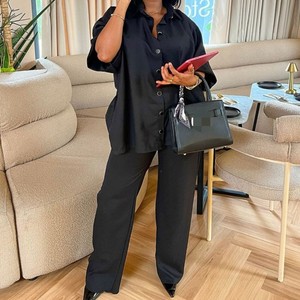 Conjunto de 2 Piezas para Mujer, Camisa Casual y Pantalones Anchos de Estilo Africano - Product Image 2