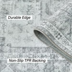 Tappeto da sala da pranzo antiscivolo Vintage morbido a pelo basso in tessuto floreale persiano lavabile in poliestere per soggiorno - Product Image 2