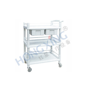 Hong Xing All Plastic Three Layer Double Drawer Treatment Cart For Hospital And Beauty Salon - Product Image 4