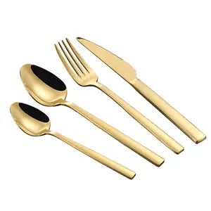 Tay Giả Mạo Matte Vàng Bạc Đám Cưới Nhà Hàng Dao Kéo Tinh Khiết 18/0 Thép Không Gỉ Flatware Set 24 Pcs