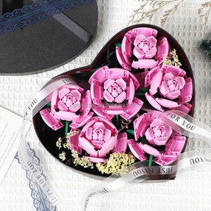 Bricolage roses Saint Valentin fleur bloc de construction jouets bouquet combinaison jouets pas cher Rose bloc de construction coche para bebe - Product Image 3