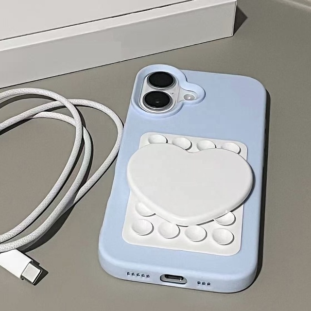 For 17 16 Pro 11 12 13 14 15 Pro Max Phone Case Cover Cases Silicone Stand Candy Color With Suction Cup Mirror Cute