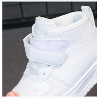 Chaussures de course unisexes pour bébé et tout-petit, couleur blanche, respirantes, à tige haute, fermeture à scratch, dessus en PU, doublure en maille