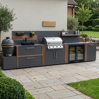 Cuisine extérieure OEM en acier inoxydable anti-moisissure pour hôtels, avec barbecue complet et grill à gaz pour cour.
