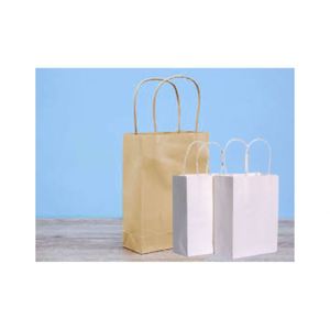 Durable Eco-Friendly Recyclable <b>White</b>/Brown Kraft <b>Paper</b> Bag Accurate Printing Customizable Options Best Price Multi-Purpose Hand - Product Image 3