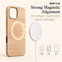 Étui de téléphone portable magnétique antichoc en cuir PU grain de bois premium personnalisé pour iPhone 17 16 15 Pro Max