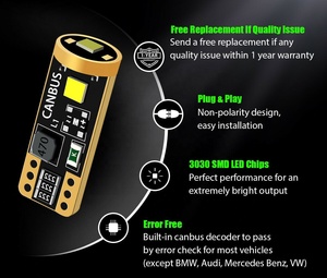 Alta luminosità T10 2W 12V 400LM lampadina interna a LED accessori auto bianco ambra rosso illuminazione per una migliore lettura - Product Image 6