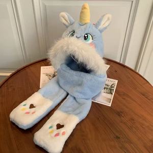 Conjunto de Gorro, Bufanda y Guantes de Unicornio para Niños, Acogedor, Grueso, Cálido, de Invierno, con Diseño de Dibujos Animados - Product Image 4