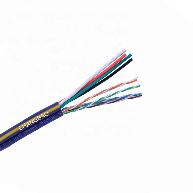 Changbao Siamese Composite Cable Cat5e 24AWG UTP 16AWG Stranded Speaker Audio Cable Siamese Composite Cable Cat5e UTP 24AWG ODM