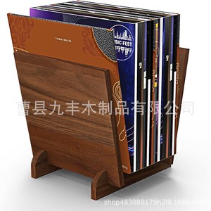 Wooden Vinyl <b>Record</b> Rack 13x12x14 Inch Large Capacity Up To 50 Albums CD Organizer Display <b>Stand</b> - Product Image 4