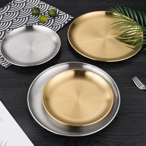 <span class=keywords><strong>Assiette</strong></span> à dîner occidentale de luxe Barbecues en argent <span class=keywords><strong>Assiette</strong></span> ronde Rôtissoire en acier inoxydable doré Plateau de viande rôti coréen - Product Image 5