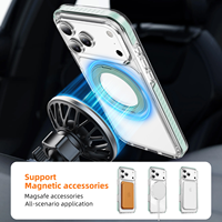 Coque de téléphone portable en acrylique transparent Leyi pour iPhone 17 Pro Max 16 15 14 13 Plus, avec support magnétique sans fil et anneau de maintien