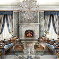 Ensemble de salon de style baroque sculpté à la main, canapé et fauteuil rembourrés sur mesure avec table basse de luxe