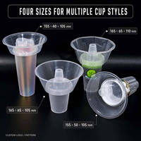 Gobelet jetable pour fondue chinoise en plastique PP rigide, gobelet 2-en-1 pour thé au lait, boba et fruits, avec couvercle