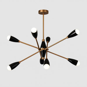 Lustre suspendu LED en fer de style industriel nordique moderne et épuré, design artistique, éclairage décoratif pour salon, taille moyenne - Product Image 5