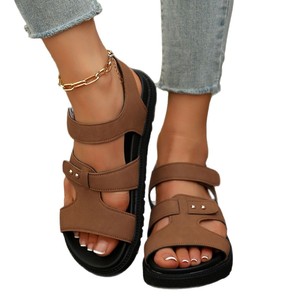 Sandalias de Plataforma Casuales de Verano para Mujer, Tallas Grandes, Estilo Europeo Americano, con Velcro, Suela Gruesa, Color Sólido, Venta al Por Mayor - Product Image 6