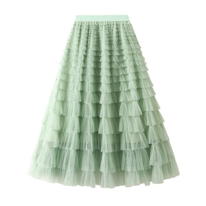 <span class=keywords><strong>Falda</strong></span> de malla plisada larga para mujer, estilo hada, de gasa blanca, nueva colección primavera-otoño - Product Image 2