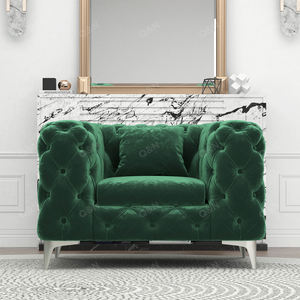 ชุดโซฟาผ้ากำมะหยี่สไตล์โมเดิร์นนอร์ดิกหรูหราสำหรับห้องนั่งเล่น สีเขียว 1+2+3 ที่นั่ง หุ้มด้วยผ้ากำมะหยี่ ตกแต่งแบบเชสเตอร์ฟิลด์ - Product Image 4