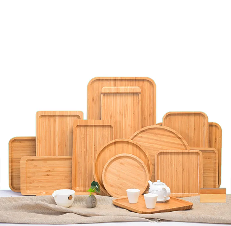 YesJoy Eco-friendly factory wholesale bamboo dinner plate, serving trays ,can be customized, engraved logo.