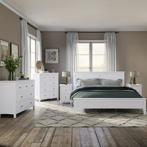 Cadre de lit en bois blanc moderne, style plateforme, construction durable pour adultes et personnes âgées - Product Image 4