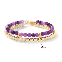Zooying nouveau Bracelet double couche de perles coupées de 4mm un Bracelet double couche accessoire polyvalent fabriqué à la main en pierre biliaire noire dorée