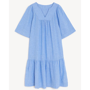 Abito lungo da donna personalizzato a manica corta in lino semplice Flowy modesto da lavoro abiti <span class=keywords><strong>lunghi</strong></span> Casual - Product Image 3