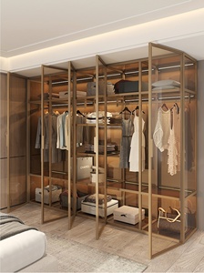 <span class=keywords><strong>Armadio</strong></span> con <span class=keywords><strong>Porte</strong></span> <span class=keywords><strong>Scorrevoli</strong></span> in Vetro Temperato e Lega di Alluminio per Camera da Letto, Cabina <span class=keywords><strong>Armadio</strong></span> dal Design Moderno e Semplice, Mobile per la Conservazione dei Vestiti - Product Image 5