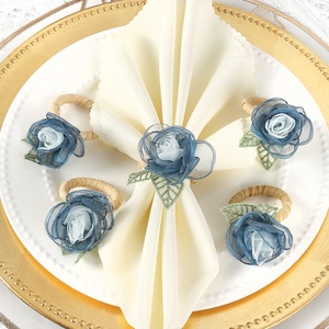 Saint Valentin Table Set <span class=keywords><strong>Serviette</strong></span> <span class=keywords><strong>Rond</strong></span> Bleu Rose Imitation <span class=keywords><strong>Tissu</strong></span> Tissé À La Main Western Boucle Hôtel Western Restaurant Décoration - Product Image 1