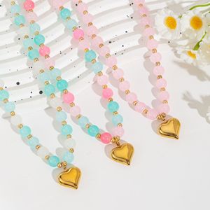 Collana Artigianale in Acciaio Inossidabile con Ciondolo a Cuore Estivo da Spiaggia e Perline in Cristallo di Vetro, Gioielli alla Moda da <span class=keywords><strong>Donna</strong></span> - Product Image 3