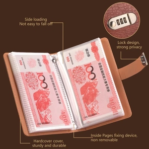 A6 Transparent Budget Binder Money Saving Planner <b>Expanding</b> Wallet 50 PP Sheets Faux Leather Cover Lock Design Cash Envelope - Product Image 3
