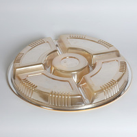 Boîtes d'emballage en plastique PET recyclé rondes transparentes dorées personnalisées à 5 trous pour gâteaux et pâtisseries