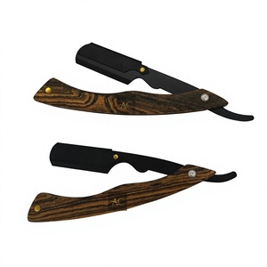 Wholesale Professional Stainless Steel Straight Razor Pakka Wooden Handle <b>Swing</b> Lock Shave for Face Body Sustainable-for Barbers - Product Image 1