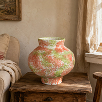 Vase à fleurs en céramique rustique Jossin, finition émaillée colorée, récipient décoratif pour arrangement floral, accent d'intérieur