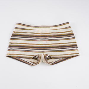 Pantalones Cortos de Playa de Punto Ajustados y Favorecedores para Chicas, Estilo Vacacional Minimalista, Básicos, con Rayas de Bloques de Color y Cintura Baja - Product Image 6
