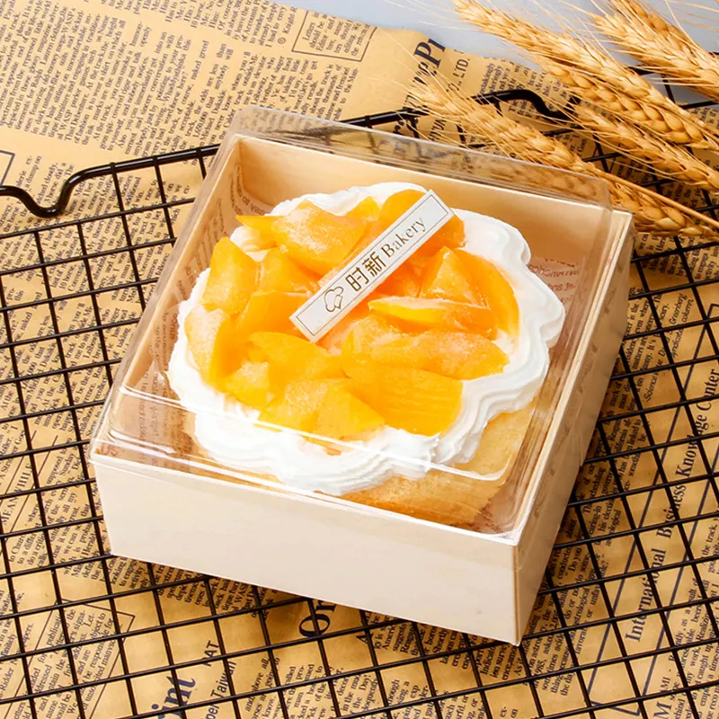 Biyobozunur çevre dostu japon tepsi gitmek için suşi çilek meyve çikolata piknik Take Out ambalaj kutuları şeffaf kapaklı