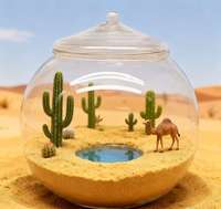 Terrarium de bureau classique en verre avec lumière de croissance, petit aquarium, pour plantes succulentes et mousse, jardinage miniature, centre commercial