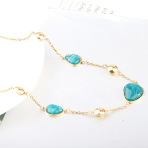 Collier pendentif goutte d'eau en résine, serti de pierres bleues et blanches, bijou de mode pour soirée, origine Zhejiang - Product Image 3
