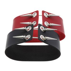 قلادة جلدية بتصميم هاراجوكو مع مسامير معدنية، سلسلة عنق جلدية بأسلوب روك وشخصية مميزة - Product Image 6