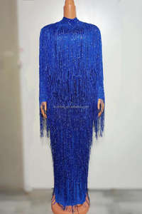 Sexy Vestido Largo de Fiesta con Borlas y Pedrería para Mujer, Ideal para Cumpleaños, Graduación o como Invitada de Boda, Atuendo para Festival o Discoteca, Vestido de Noche hasta el Suelo para Baile de Graduación - Product Image 3