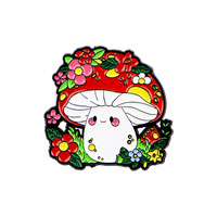 Ensemble de broches émaillées personnalisées en usine, motif champignon de forêt de dessin animé, champignon Kawaii lisant un livre, champignon en pot, badge métallique, broche, cadeau