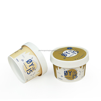 Gobelet à dessert en papier kraft biodégradable à paroi simple, enduit de PE, de qualité alimentaire, résistant à la congélation et écologique, pour glace et couvercle.